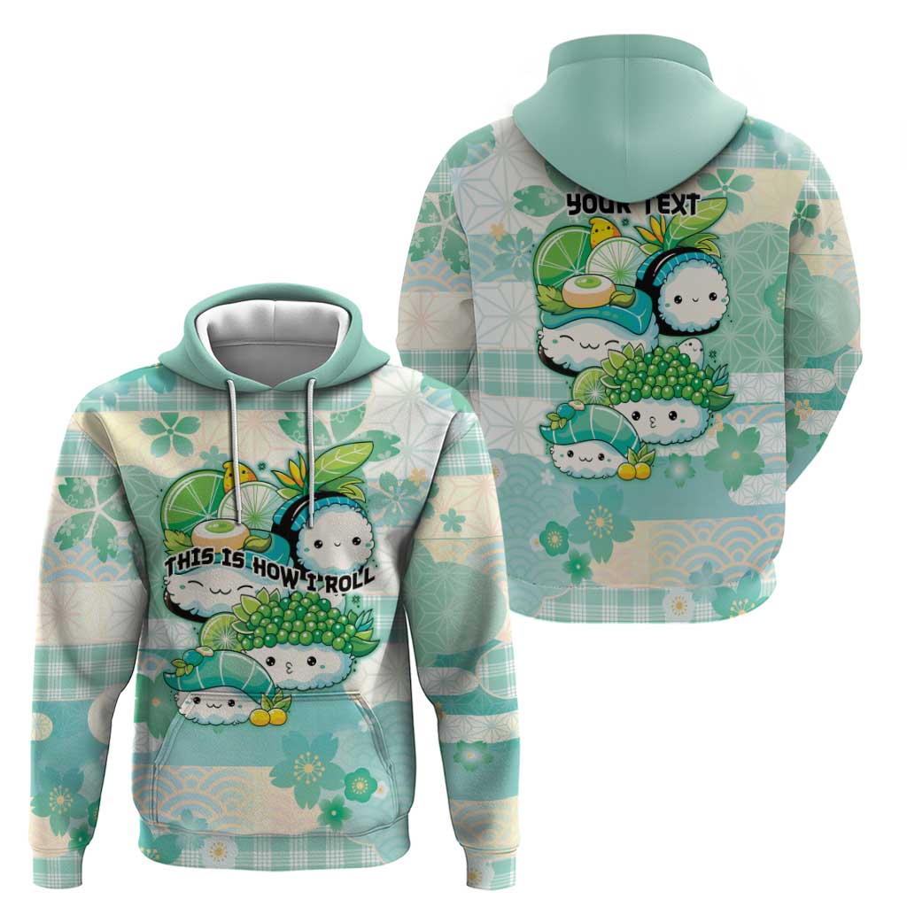 Personalized Japanese Kawaii Sushi Zip Hoodie Green Wagara Palaka This Is How I Roll LT9 - Polynesian Pride