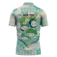 Personalized Japanese Kawaii Sushi Zipper Polo Shirt Green Wagara Palaka This Is How I Roll LT9 - Polynesian Pride