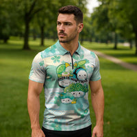Personalized Japanese Kawaii Sushi Zipper Polo Shirt Green Wagara Palaka This Is How I Roll LT9 - Polynesian Pride
