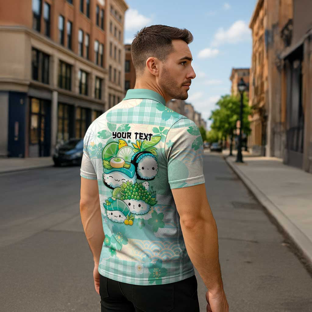 Personalized Japanese Kawaii Sushi Zipper Polo Shirt Green Wagara Palaka This Is How I Roll LT9 - Polynesian Pride