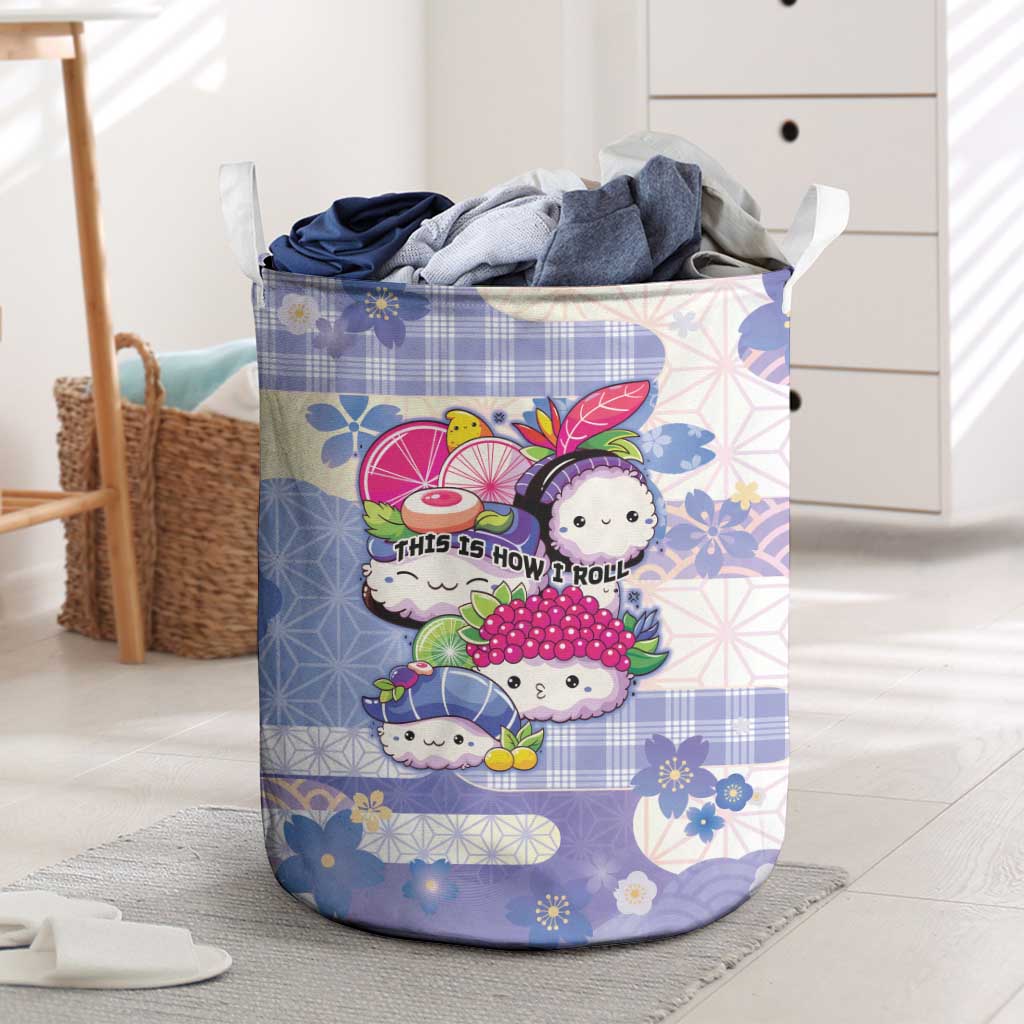 Japanese Kawaii Sushi Laundry Basket Blue Wagara Palaka This Is How I Roll LT9 Blue - Polynesian Pride
