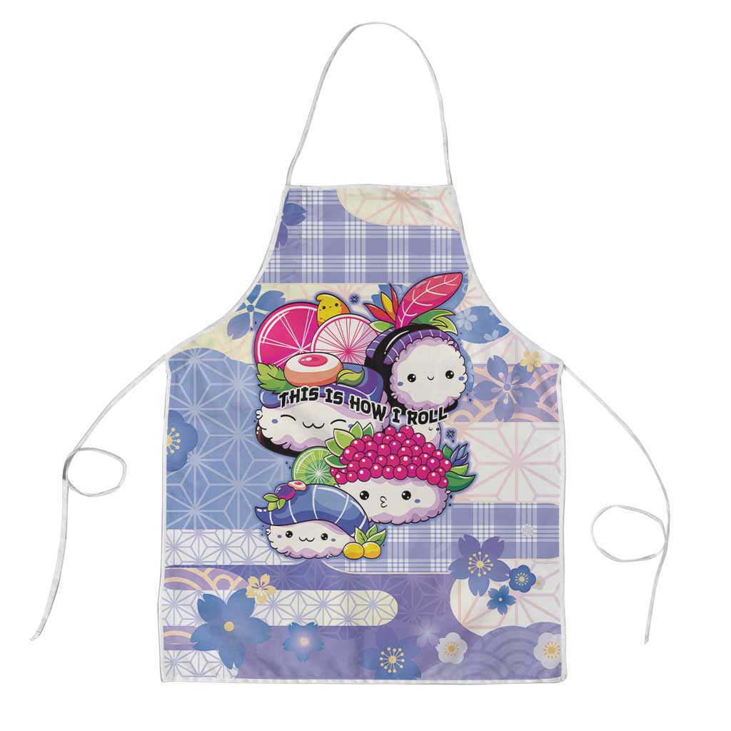 Japanese Kawaii Sushi Apron Blue Wagara Palaka This Is How I Roll LT9 Blue - Polynesian Pride