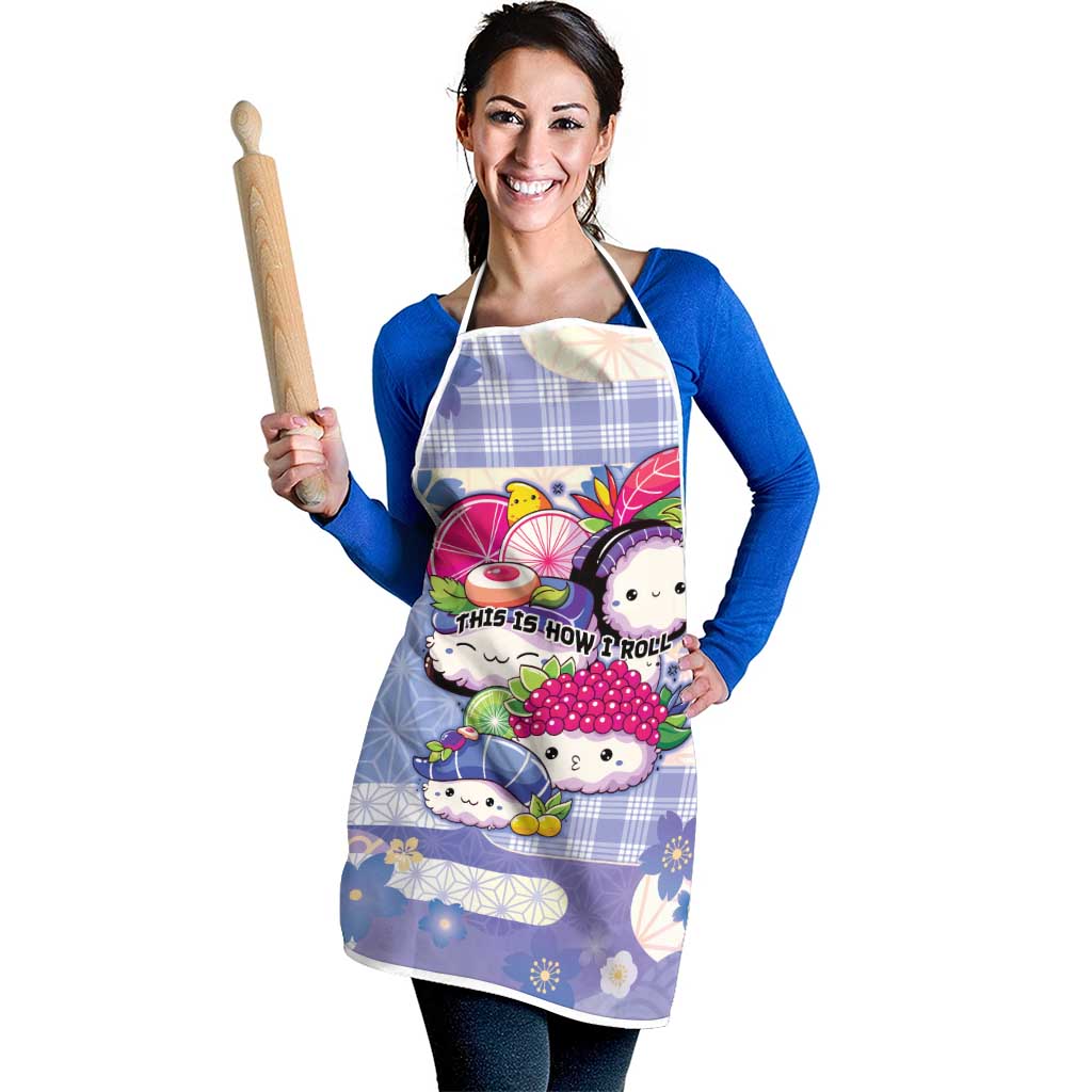 Japanese Kawaii Sushi Apron Blue Wagara Palaka This Is How I Roll LT9 - Polynesian Pride
