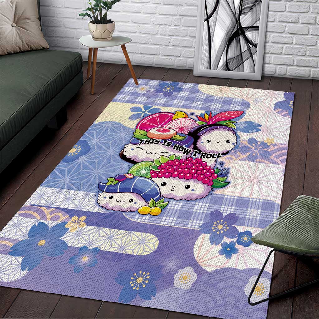 Japanese Kawaii Sushi Area Rug Blue Wagara Palaka This Is How I Roll LT9 Blue - Polynesian Pride