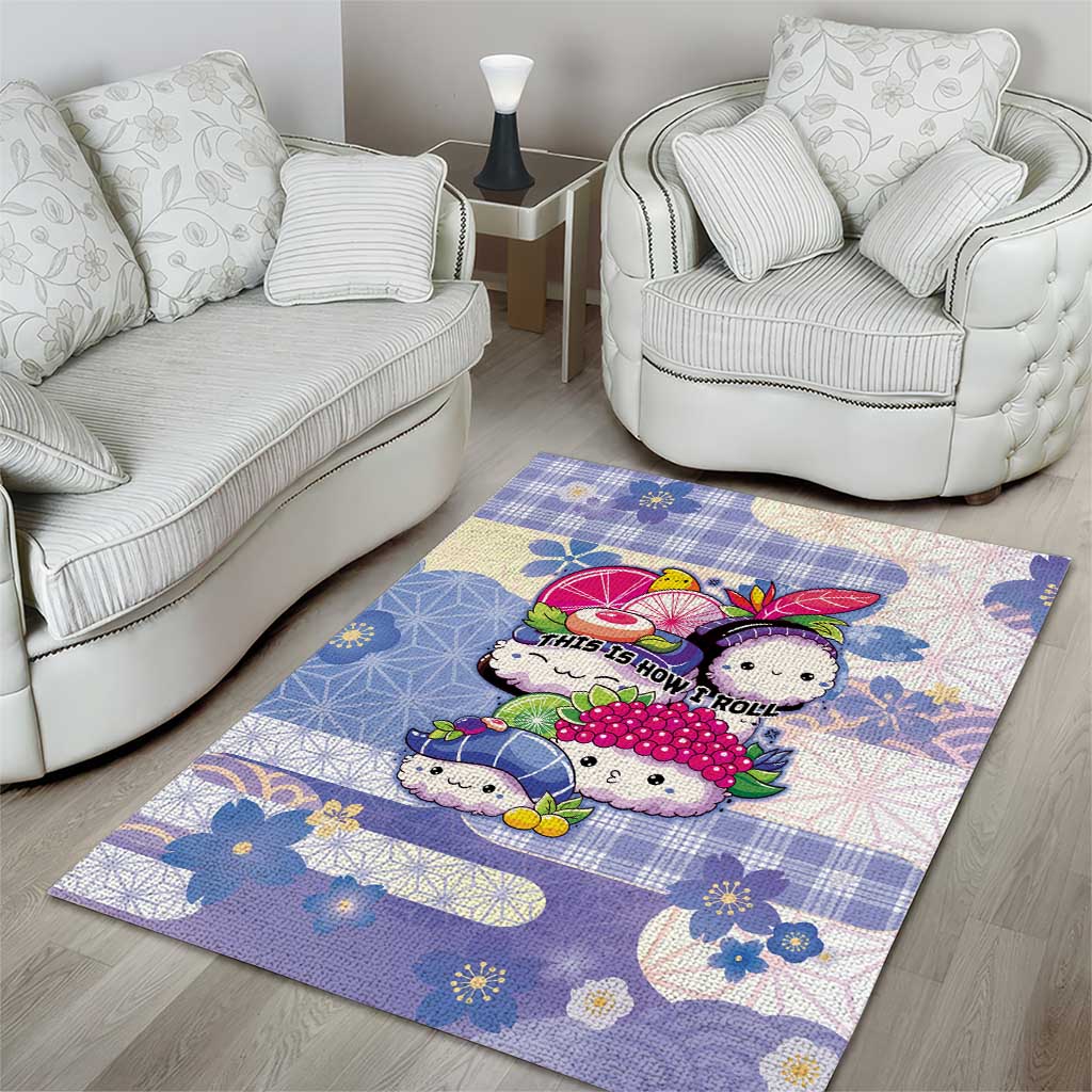 Japanese Kawaii Sushi Area Rug Blue Wagara Palaka This Is How I Roll LT9 - Polynesian Pride