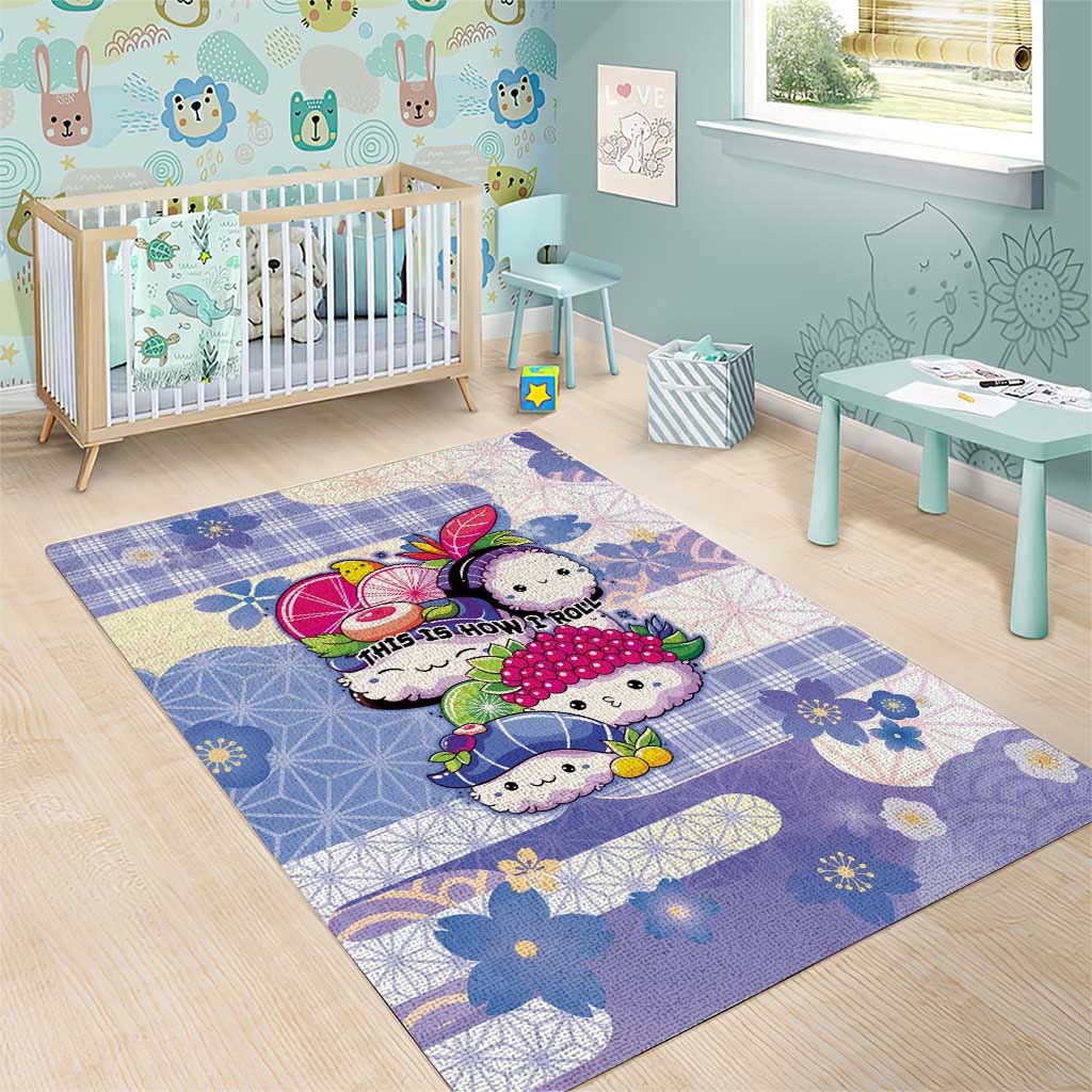 Japanese Kawaii Sushi Area Rug Blue Wagara Palaka This Is How I Roll LT9 - Polynesian Pride