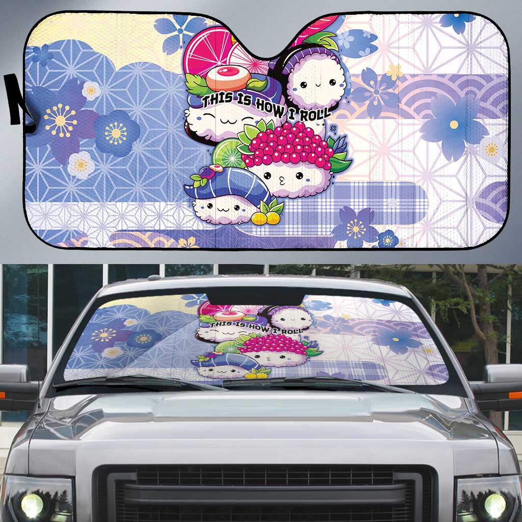 Japanese Kawaii Sushi Auto Sun Shade Blue Wagara Palaka This Is How I Roll LT9 Blue - Polynesian Pride
