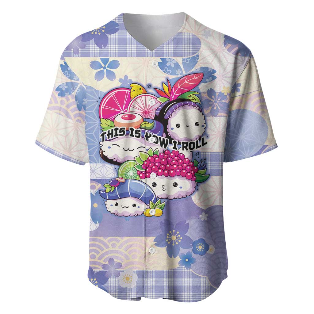 Personalized Japanese Kawaii Sushi Baseball Jersey Blue Wagara Palaka This Is How I Roll LT9 Blue - Polynesian Pride