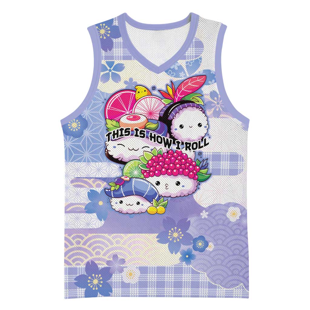 Personalized Japanese Kawaii Sushi Basketball Jersey Blue Wagara Palaka This Is How I Roll LT9 Unisex Blue - Polynesian Pride