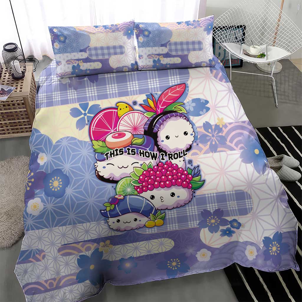 Japanese Kawaii Sushi Bedding Set Blue Wagara Palaka This Is How I Roll LT9 - Polynesian Pride