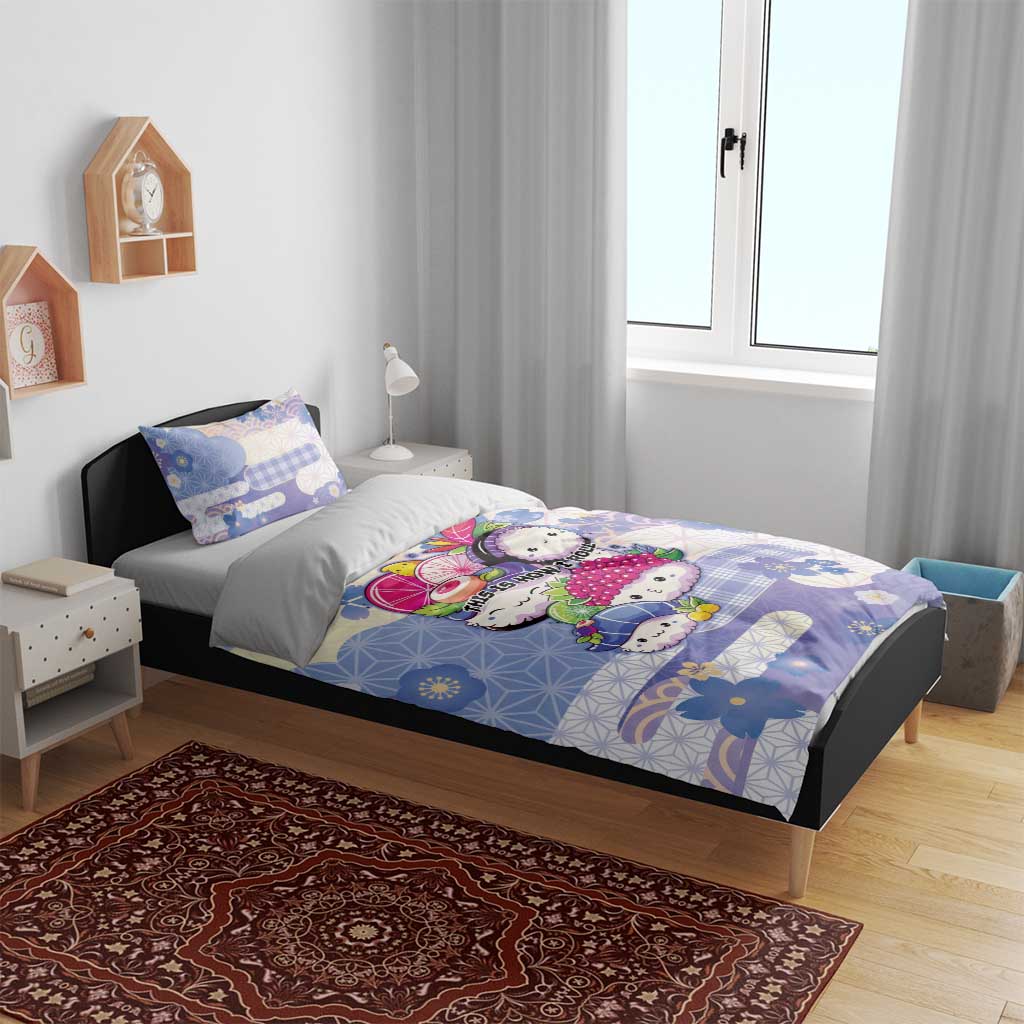 Japanese Kawaii Sushi Bedding Set Blue Wagara Palaka This Is How I Roll LT9 - Polynesian Pride