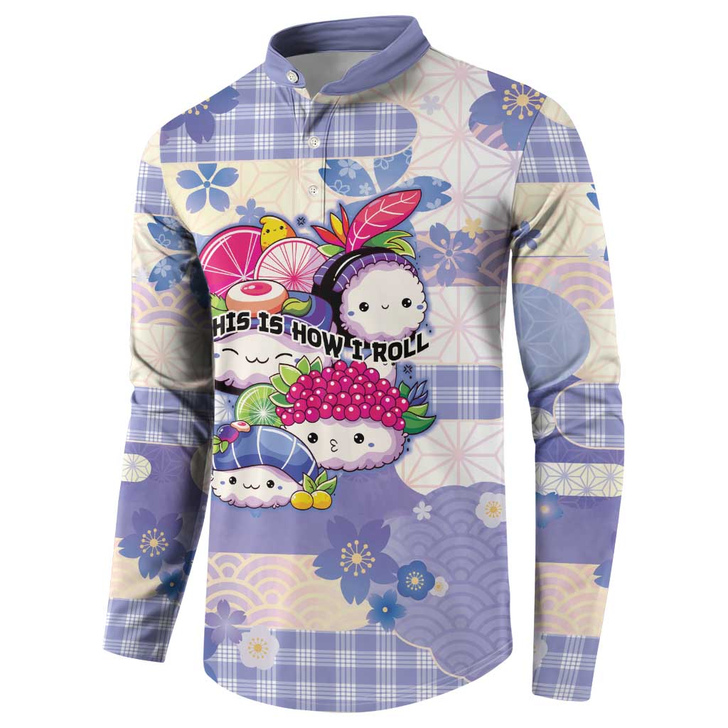 Personalized Japanese Kawaii Sushi Button Sweatshirt Blue Wagara Palaka This Is How I Roll LT9 - Polynesian Pride
