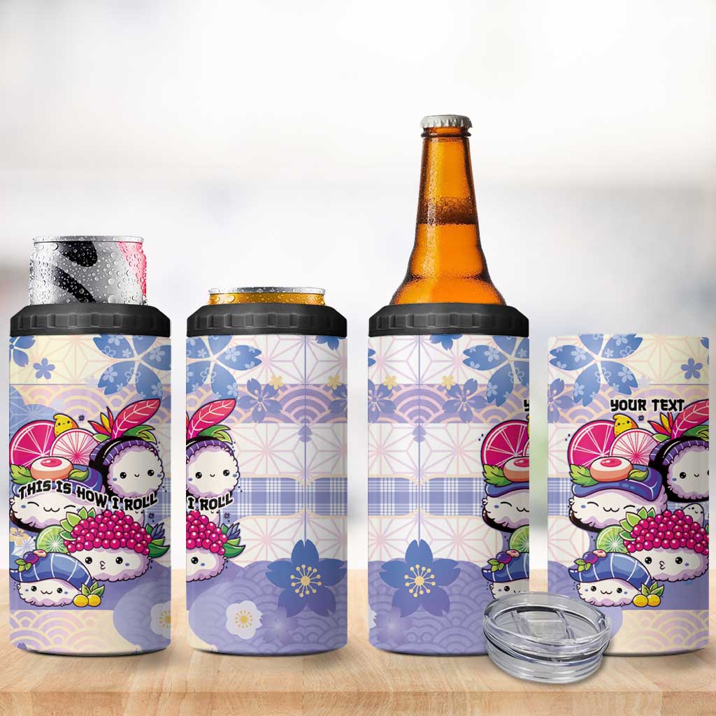 Personalized Japanese Kawaii Sushi 4 in 1 Can Cooler Tumbler Blue Wagara Palaka This Is How I Roll LT9 - Polynesian Pride