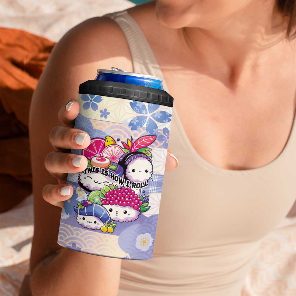 Personalized Japanese Kawaii Sushi 4 in 1 Can Cooler Tumbler Blue Wagara Palaka This Is How I Roll LT9 - Polynesian Pride