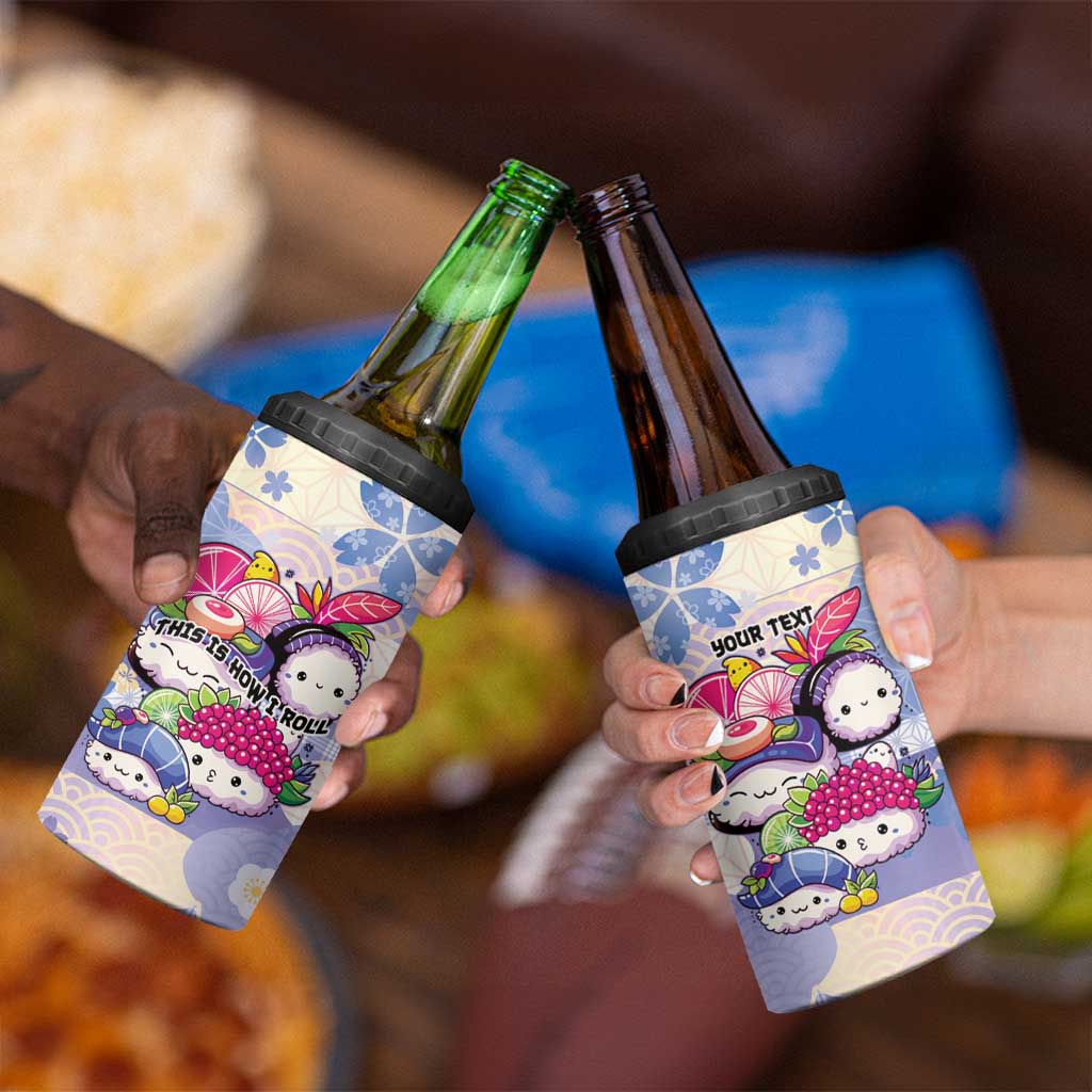 Personalized Japanese Kawaii Sushi 4 in 1 Can Cooler Tumbler Blue Wagara Palaka This Is How I Roll LT9 - Polynesian Pride