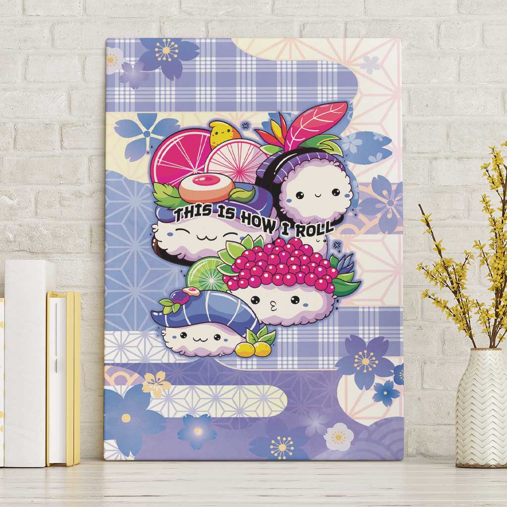 Japanese Kawaii Sushi Canvas Wall Art Blue Wagara Palaka This Is How I Roll LT9 Without Frame Blue - Polynesian Pride