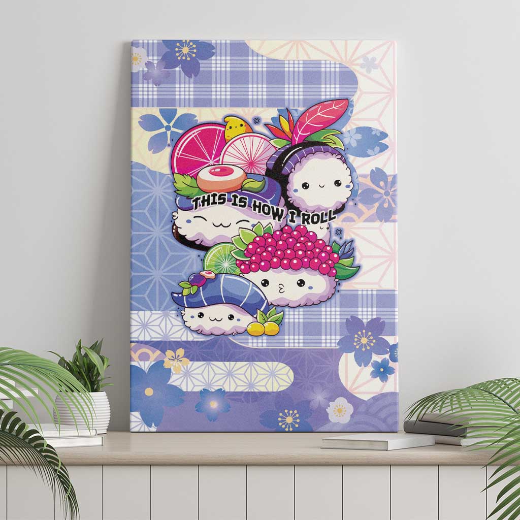 Japanese Kawaii Sushi Canvas Wall Art Blue Wagara Palaka This Is How I Roll LT9 - Polynesian Pride