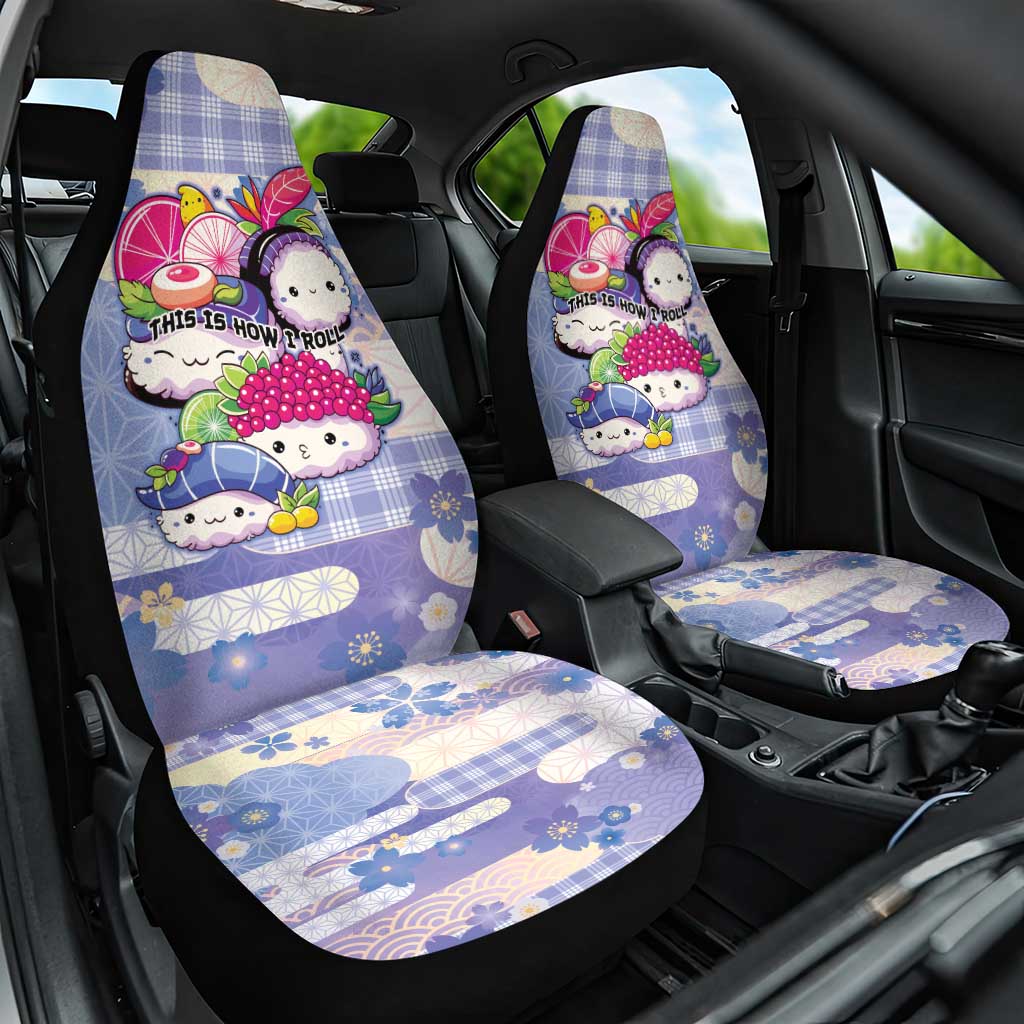 Japanese Kawaii Sushi Car Seat Cover Blue Wagara Palaka This Is How I Roll LT9 One Size Blue - Polynesian Pride
