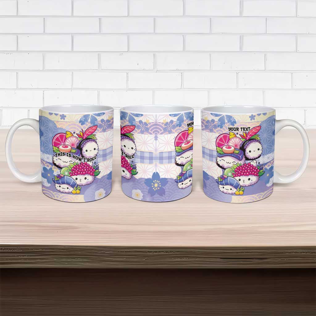 Personalized Japanese Kawaii Sushi Ceramic Mug Blue Wagara Palaka This Is How I Roll LT9 - Polynesian Pride
