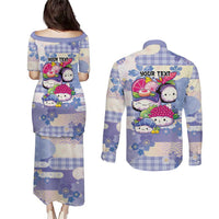 Personalized Japanese Kawaii Sushi Couples Matching Puletasi and Long Sleeve Button Shirt Blue Wagara Palaka This Is How I Roll