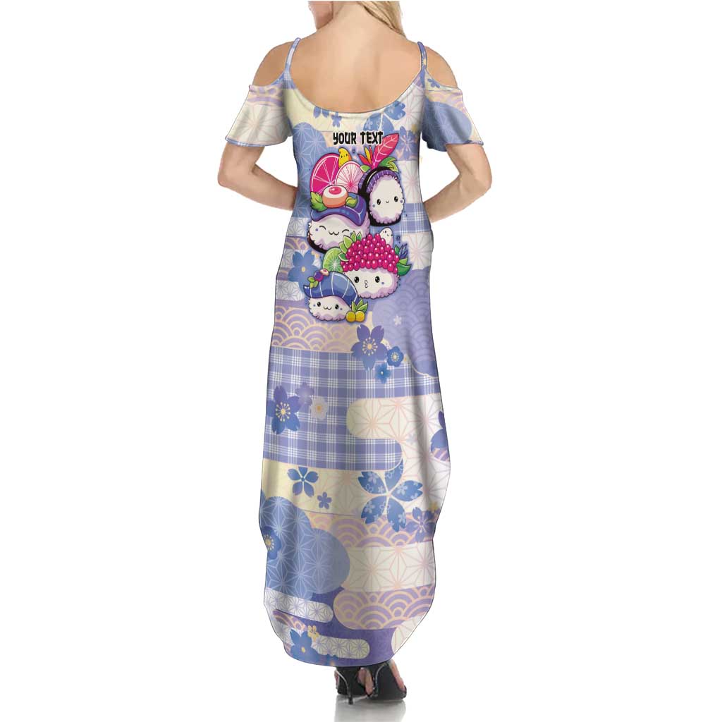 Personalized Japanese Kawaii Sushi Family Matching Summer Maxi Dress and Hawaiian Shirt Blue Wagara Palaka This Is How I Roll