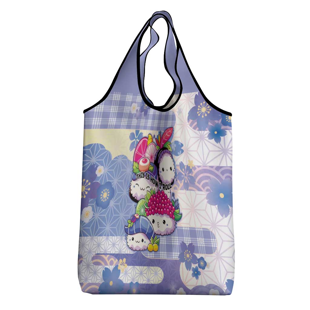 Japanese Kawaii Sushi Grocery Bag Blue Wagara Palaka This Is How I Roll LT9 - Polynesian Pride