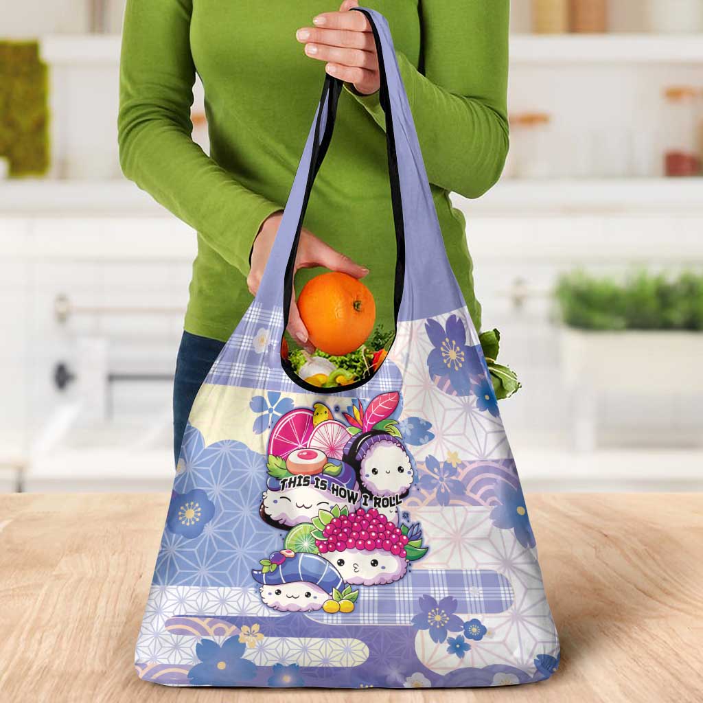 Japanese Kawaii Sushi Grocery Bag Blue Wagara Palaka This Is How I Roll LT9 - Polynesian Pride