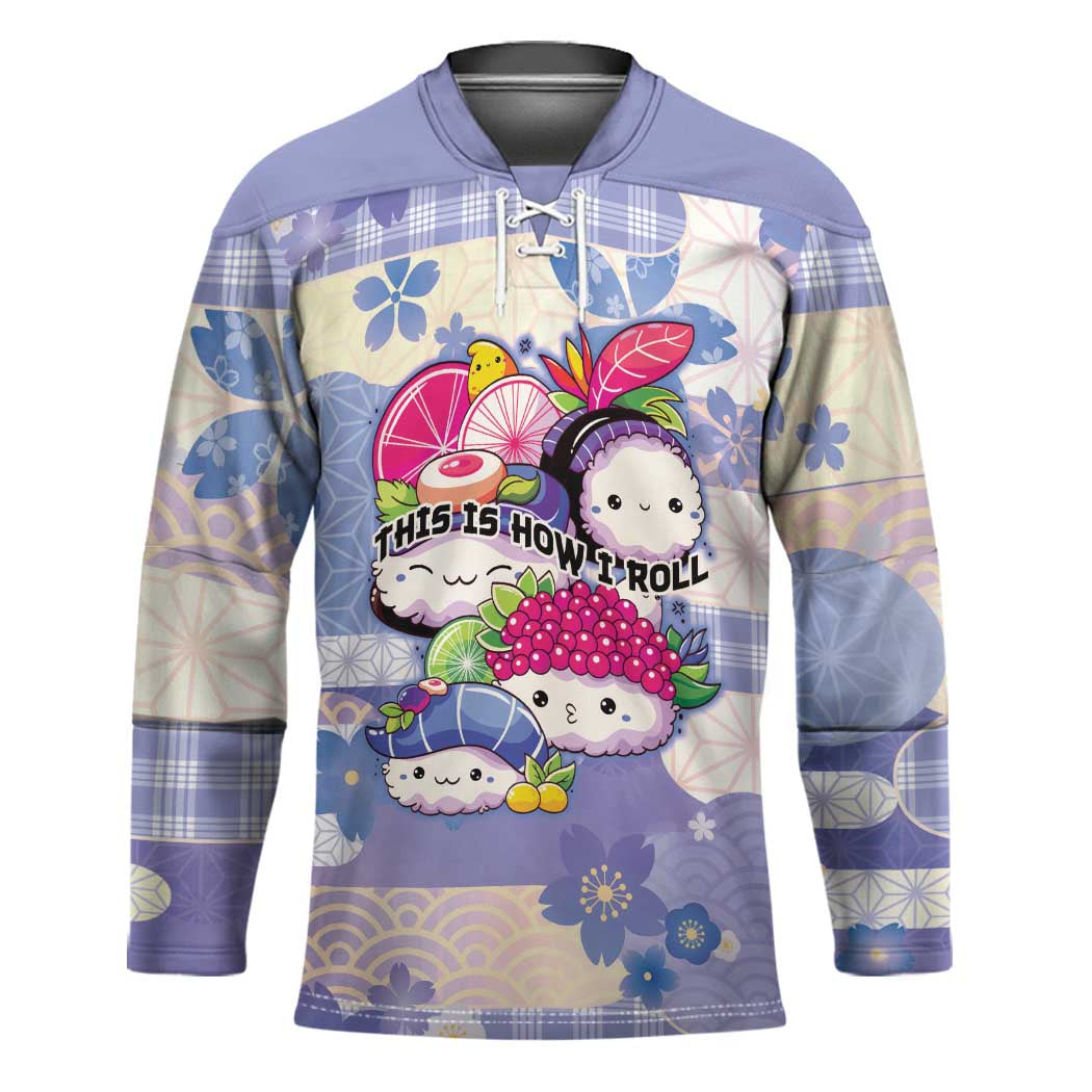 Personalized Japanese Kawaii Sushi Hockey Jersey Blue Wagara Palaka This Is How I Roll LT9 Unisex Blue - Polynesian Pride
