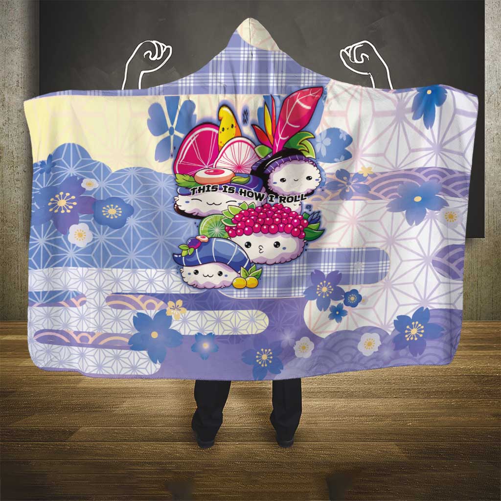 Japanese Kawaii Sushi Hooded Blanket Blue Wagara Palaka This Is How I Roll