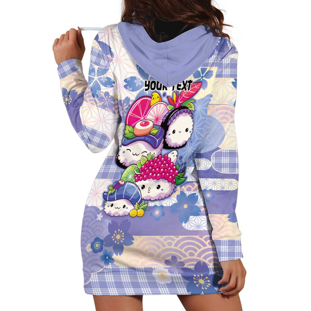 Personalized Japanese Kawaii Sushi Hoodie Dress Blue Wagara Palaka This Is How I Roll LT9 - Polynesian Pride
