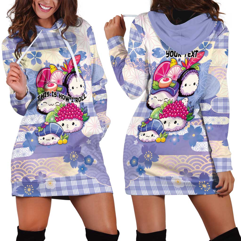 Personalized Japanese Kawaii Sushi Hoodie Dress Blue Wagara Palaka This Is How I Roll LT9 - Polynesian Pride