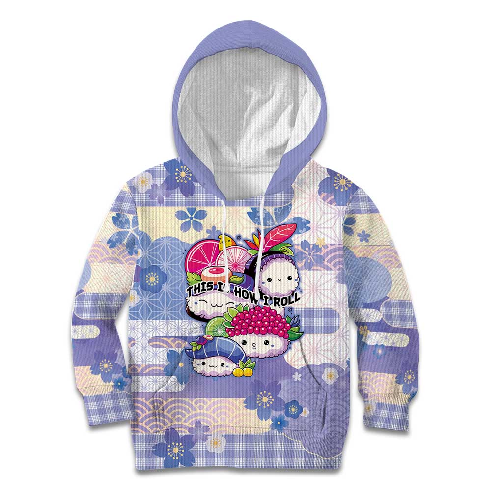 Personalized Japanese Kawaii Sushi Kid Hoodie Blue Wagara Palaka This Is How I Roll LT9 Hoodie Blue - Polynesian Pride
