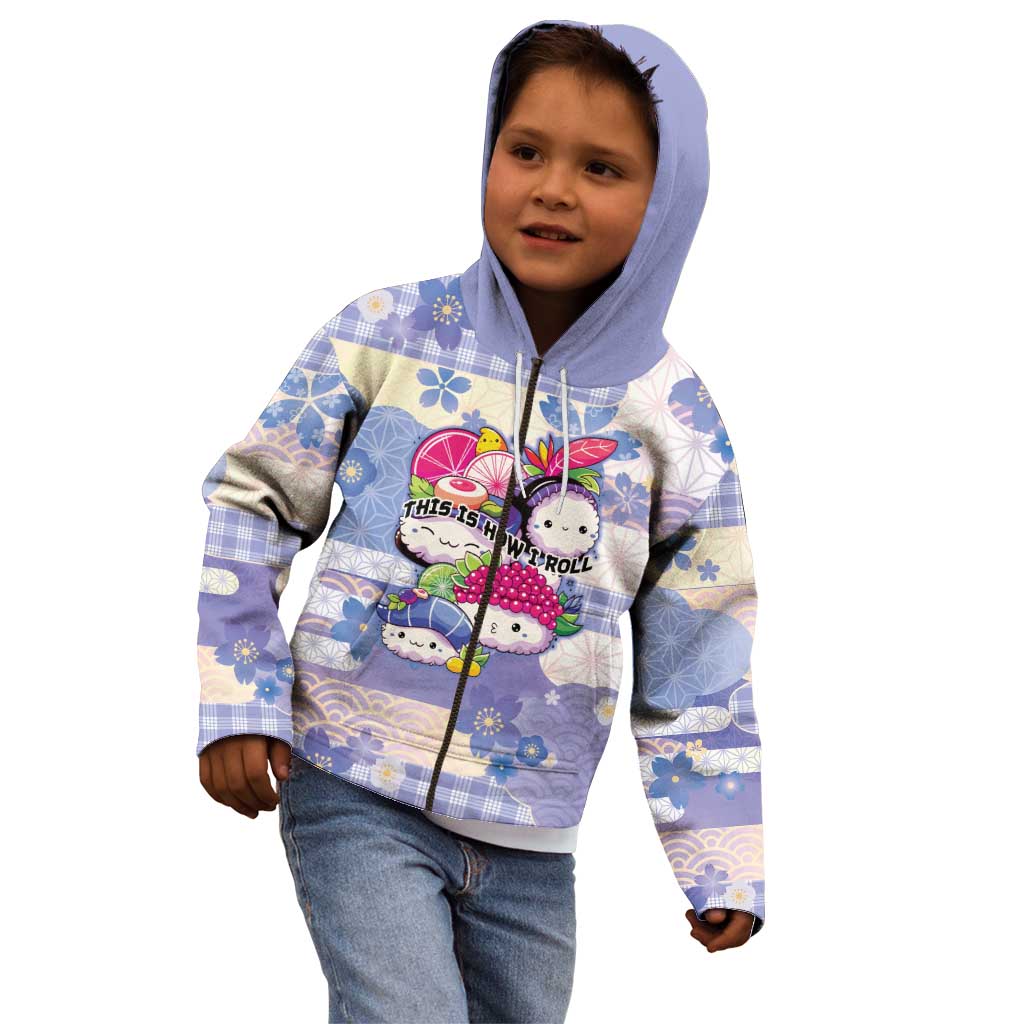 Personalized Japanese Kawaii Sushi Kid Hoodie Blue Wagara Palaka This Is How I Roll LT9 - Polynesian Pride