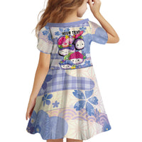 Personalized Japanese Kawaii Sushi Kid Short Sleeve Dress Blue Wagara Palaka This Is How I Roll LT9 - Polynesian Pride