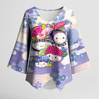 Personalized Japanese Kawaii Sushi Kimono Sleeve Blouse Blue Wagara Palaka This Is How I Roll LT9 Female Blue - Polynesian Pride