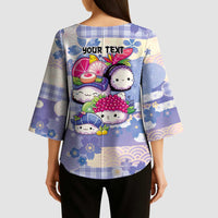 Personalized Japanese Kawaii Sushi Kimono Sleeve Blouse Blue Wagara Palaka This Is How I Roll LT9 - Polynesian Pride