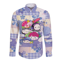 Personalized Japanese Kawaii Sushi Long Sleeve Button Shirt Blue Wagara Palaka This Is How I Roll LT9 Unisex Blue - Polynesian Pride
