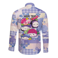 Personalized Japanese Kawaii Sushi Long Sleeve Button Shirt Blue Wagara Palaka This Is How I Roll LT9 - Polynesian Pride