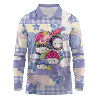 Personalized Japanese Kawaii Sushi Long Sleeve Polo Shirt Blue Wagara Palaka This Is How I Roll LT9 Blue - Polynesian Pride