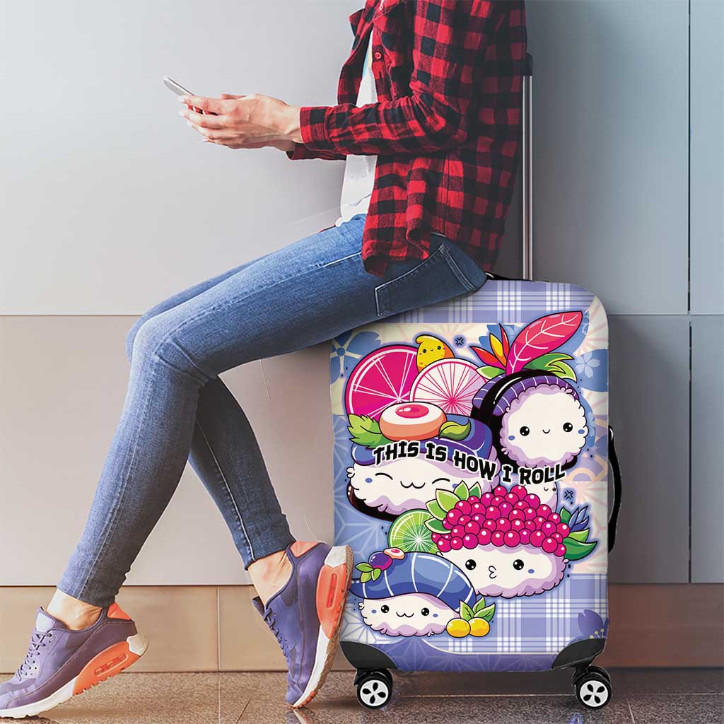 Japanese Kawaii Sushi Luggage Cover Blue Wagara Palaka This Is How I Roll LT9 - Polynesian Pride