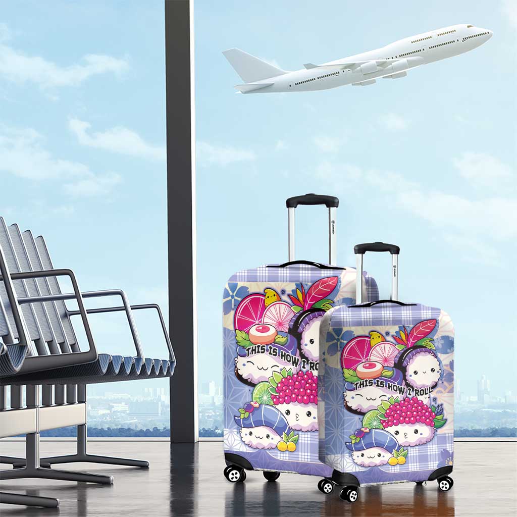 Japanese Kawaii Sushi Luggage Cover Blue Wagara Palaka This Is How I Roll LT9 - Polynesian Pride