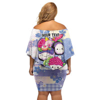 Personalized Japanese Kawaii Sushi Off Shoulder Short Dress Blue Wagara Palaka This Is How I Roll LT9 - Polynesian Pride