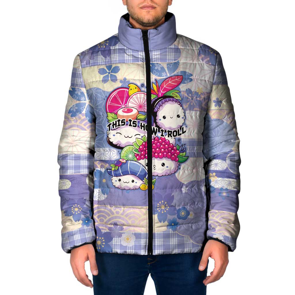 Personalized Japanese Kawaii Sushi Padded Jacket Blue Wagara Palaka This Is How I Roll LT9 Men Blue - Polynesian Pride