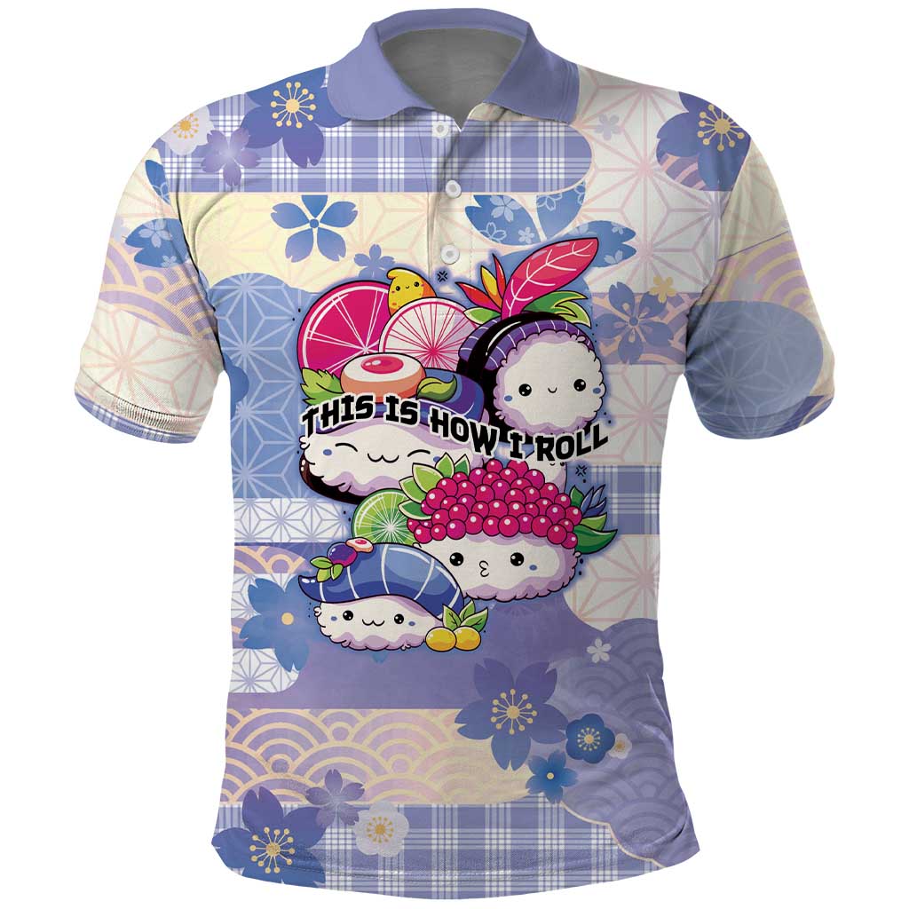 Personalized Japanese Kawaii Sushi Polo Shirt Blue Wagara Palaka This Is How I Roll LT9 Blue - Polynesian Pride