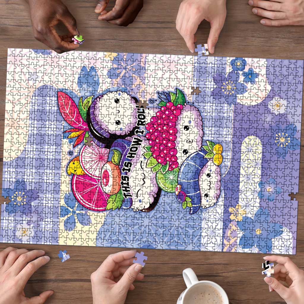 Japanese Kawaii Sushi Puzzle Blue Wagara Palaka This Is How I Roll LT9 - Polynesian Pride
