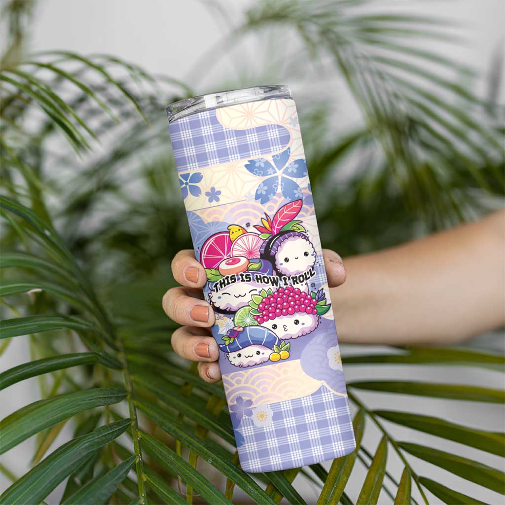Personalized Japanese Kawaii Sushi Skinny Tumbler Blue Wagara Palaka This Is How I Roll LT9 - Polynesian Pride