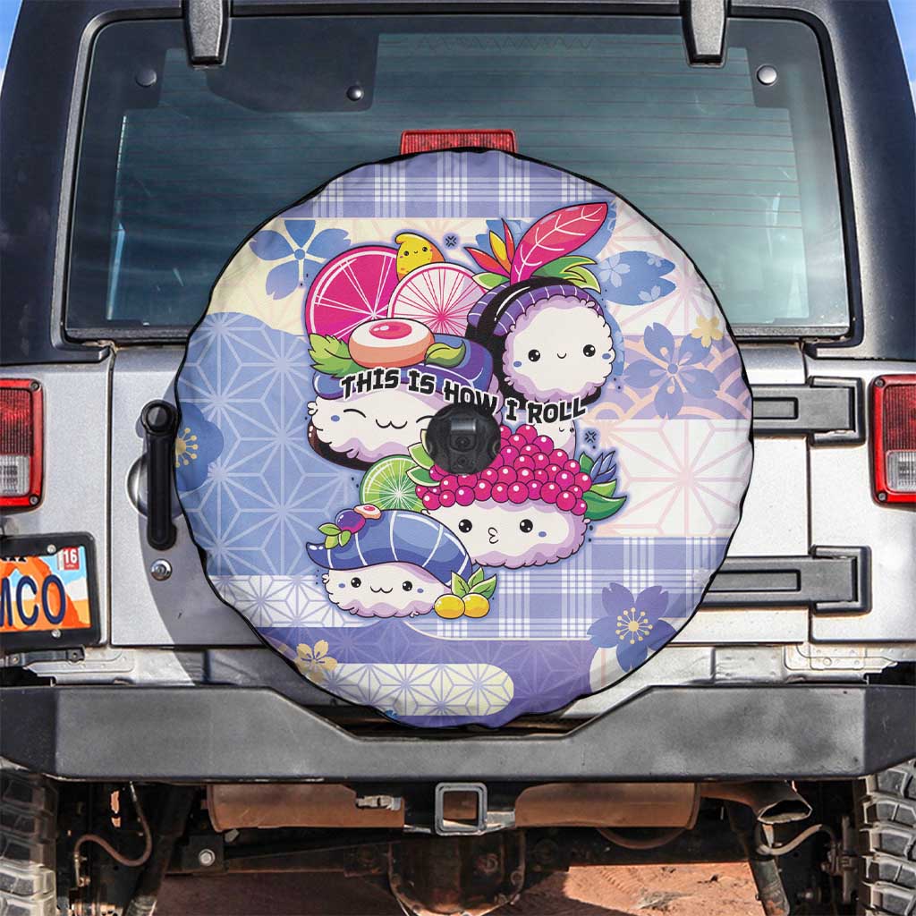Japanese Kawaii Sushi Spare Tire Cover Blue Wagara Palaka This Is How I Roll LT9 Blue - Polynesian Pride