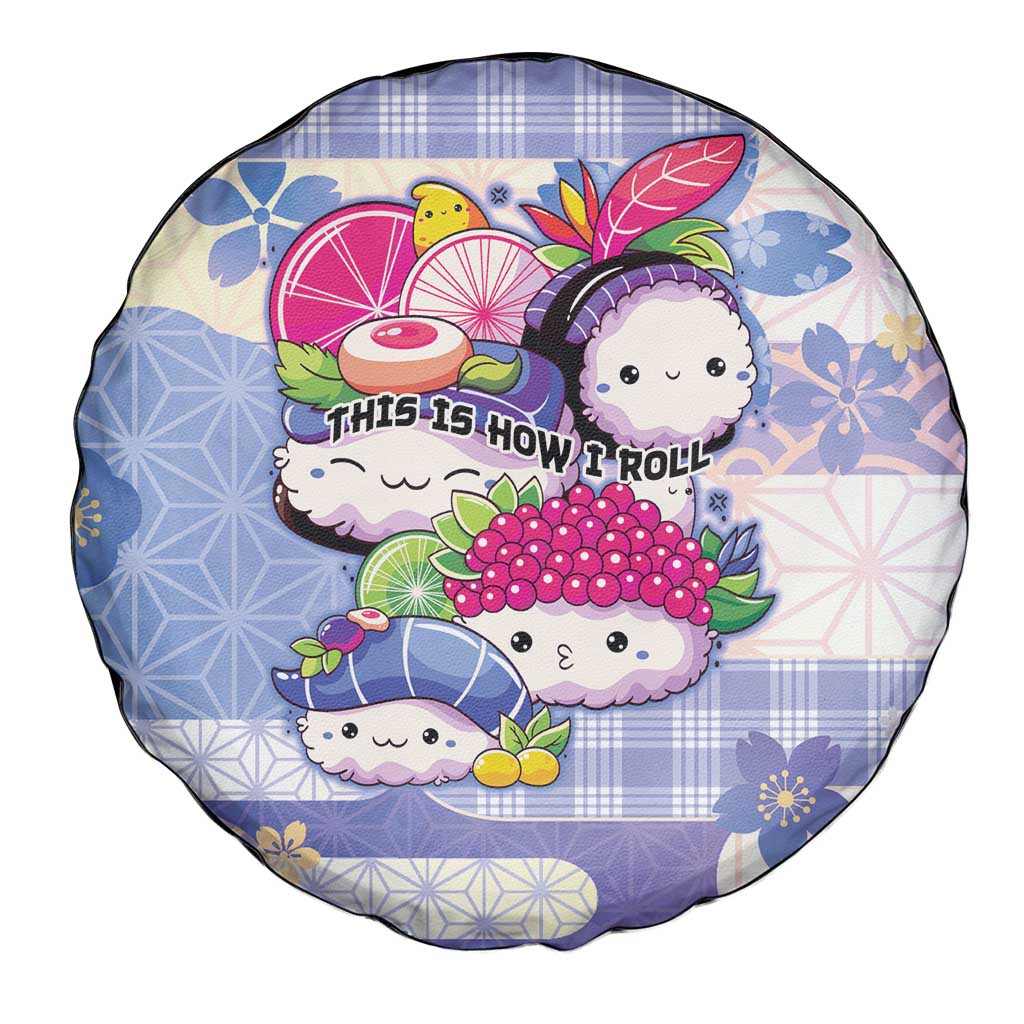 Japanese Kawaii Sushi Spare Tire Cover Blue Wagara Palaka This Is How I Roll LT9 - Polynesian Pride