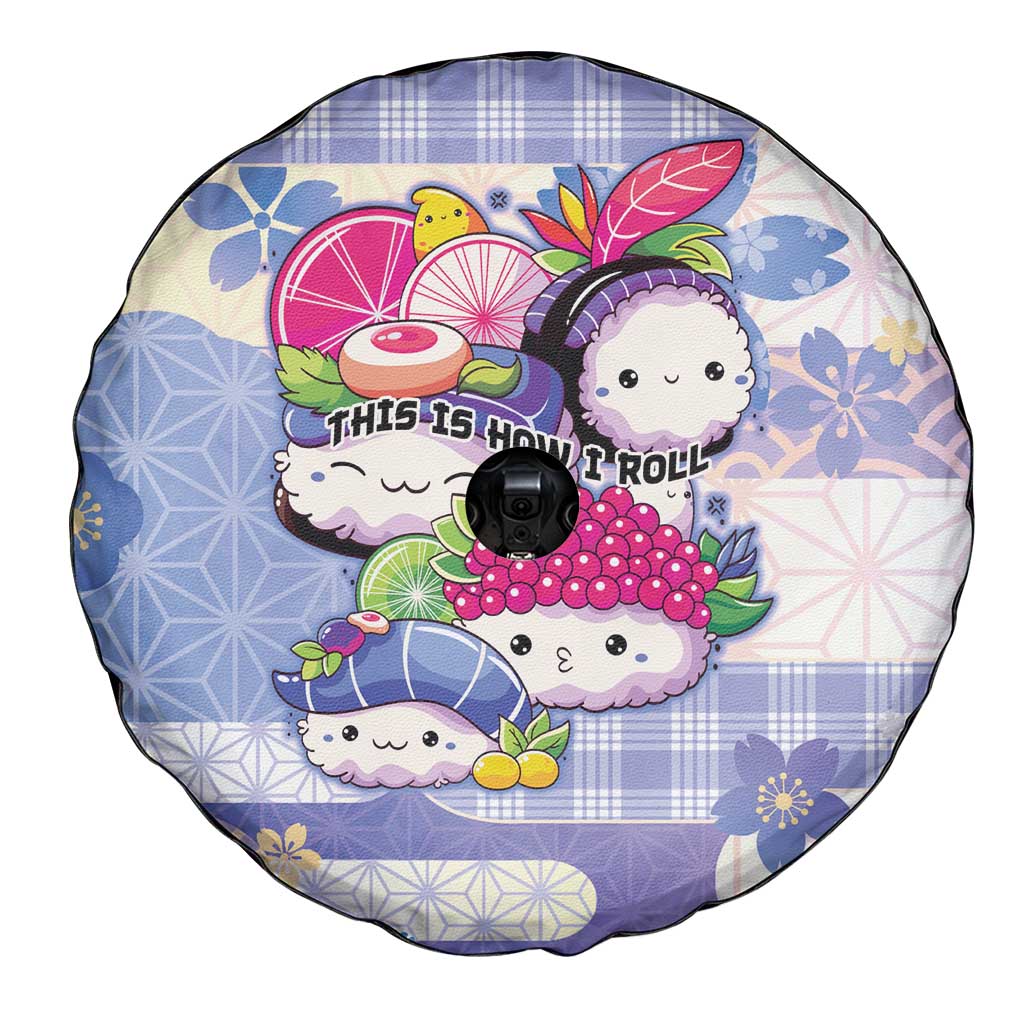 Japanese Kawaii Sushi Spare Tire Cover Blue Wagara Palaka This Is How I Roll LT9 - Polynesian Pride
