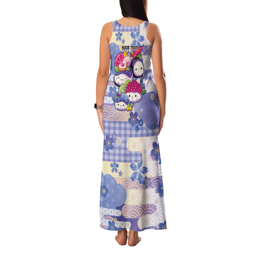 Personalized Japanese Kawaii Sushi Tank Maxi Dress Blue Wagara Palaka This Is How I Roll LT9 - Polynesian Pride